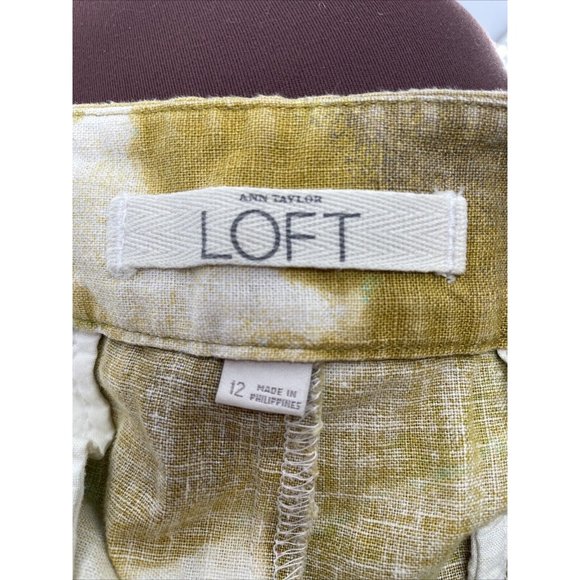 Ann Taylor Loft Womens Shorts 12 Linen Blend Yellow Tie Dye Boho Hippie Y2K - Picture 6 of 6